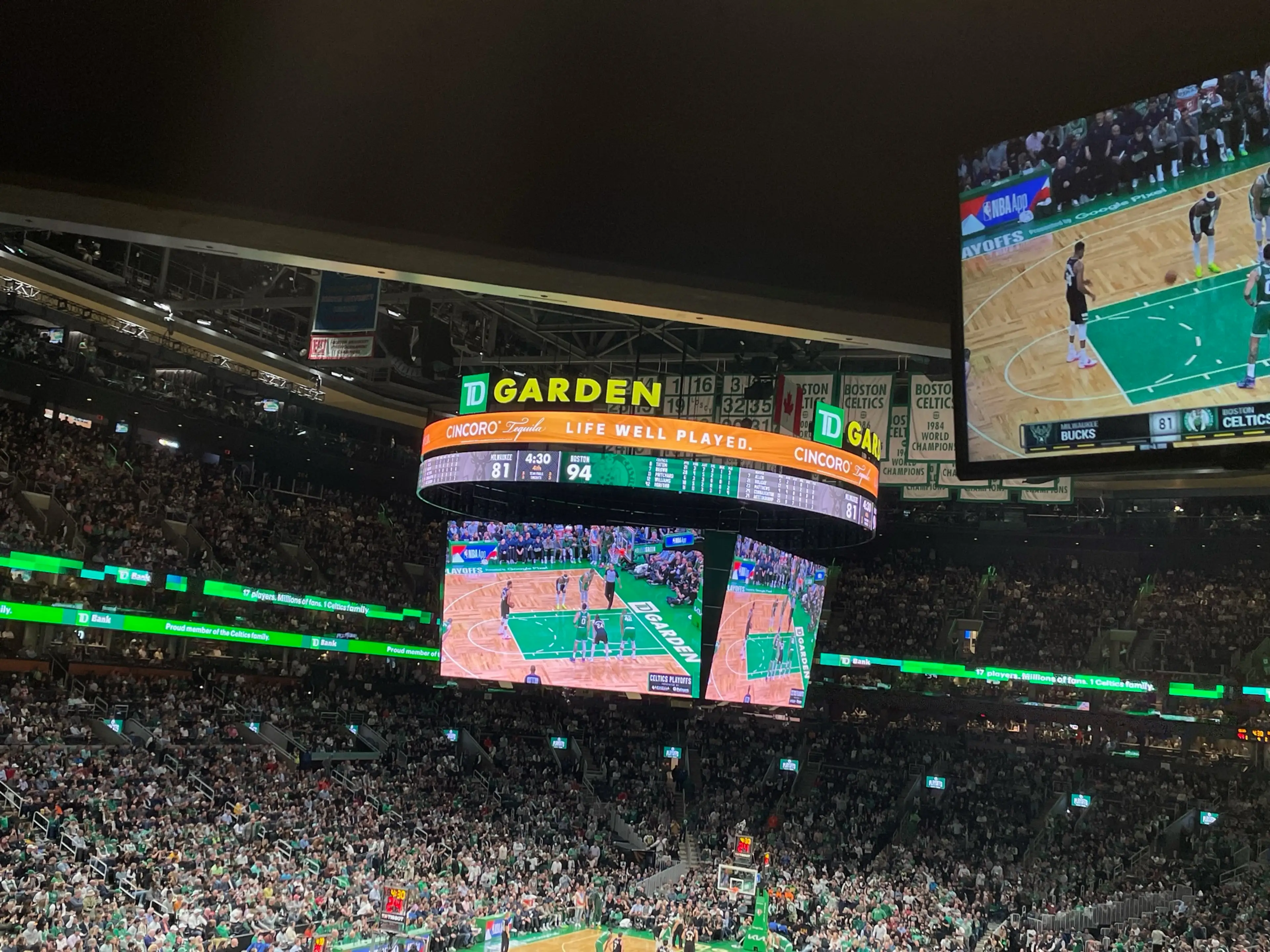 Cincoro Life Well Played signage at TD Garden