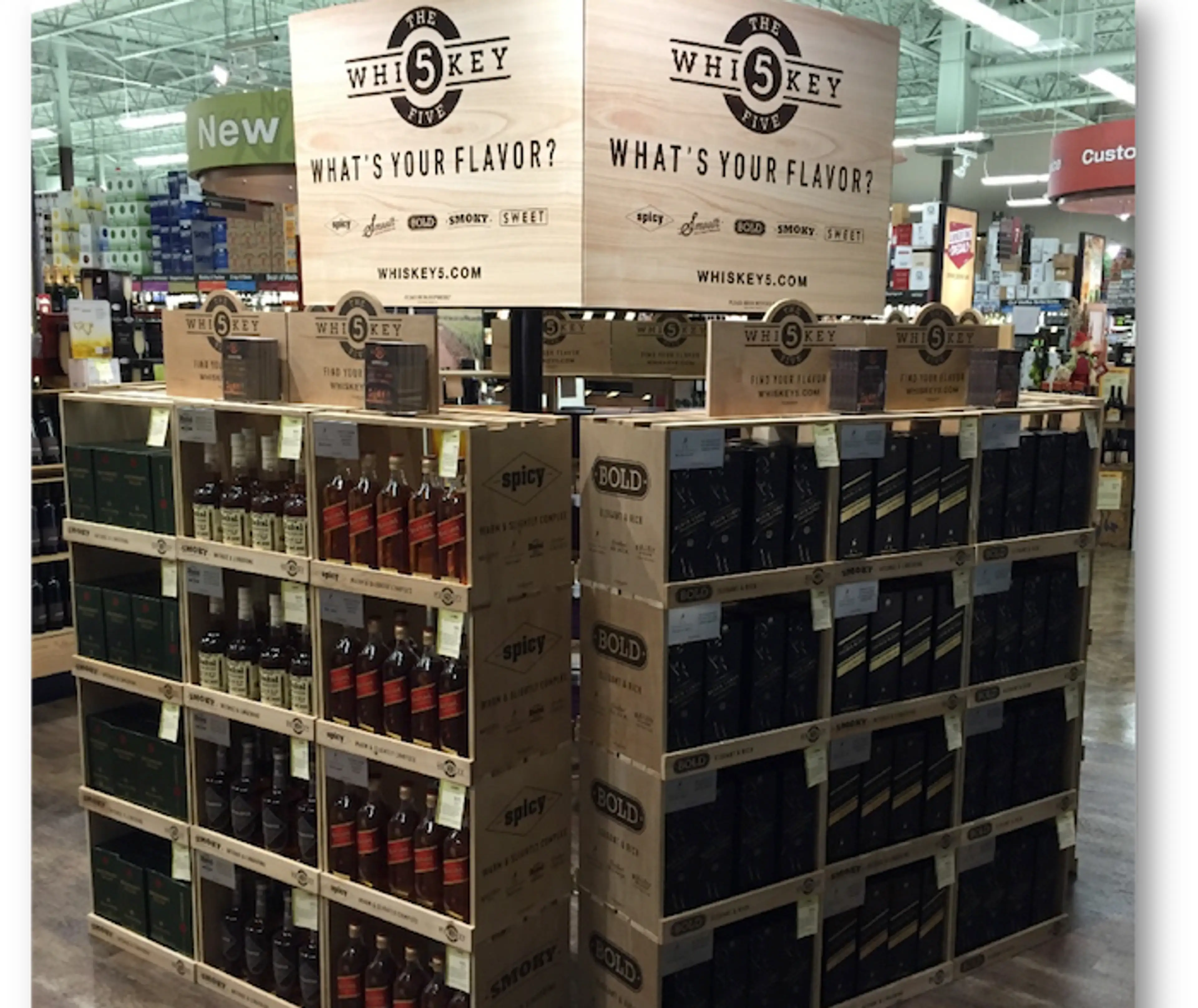 The Whiskey Five retail display in store