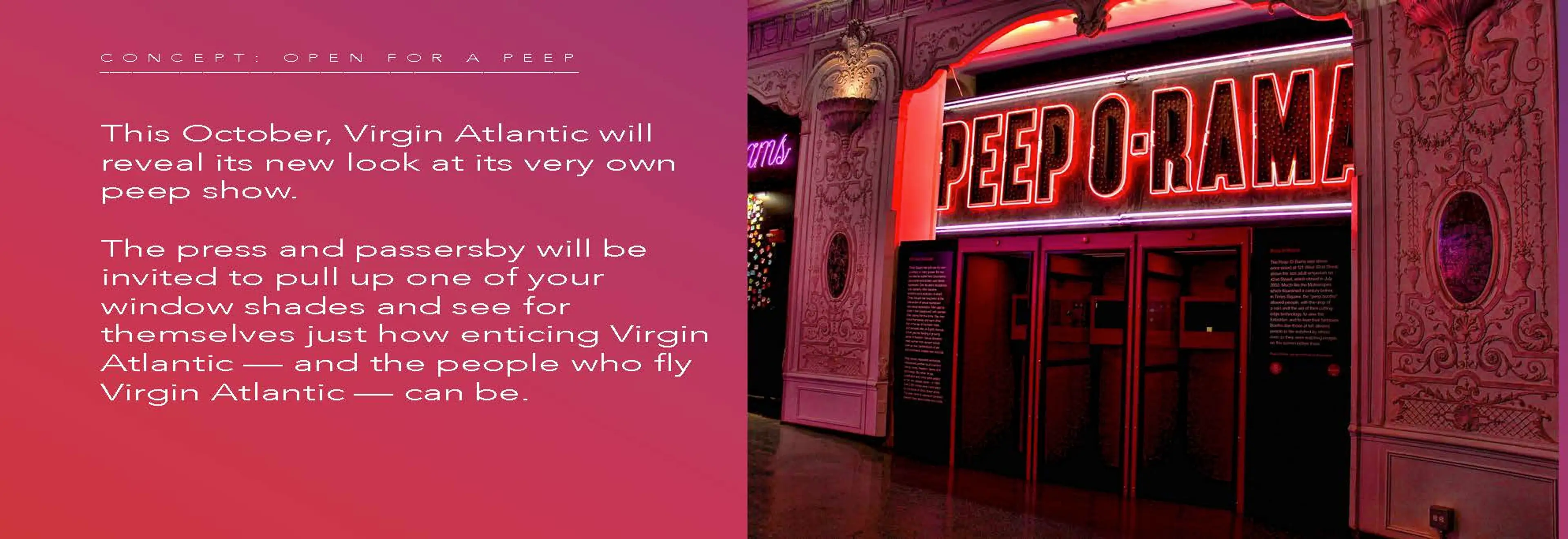 Virgin Atlantic Peep-O-Rama experiential mockup